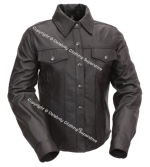 REAL LEATHER Mens Black Shirt Gay BLUF - Long Sleeve All Sizes! - Click Image to Close